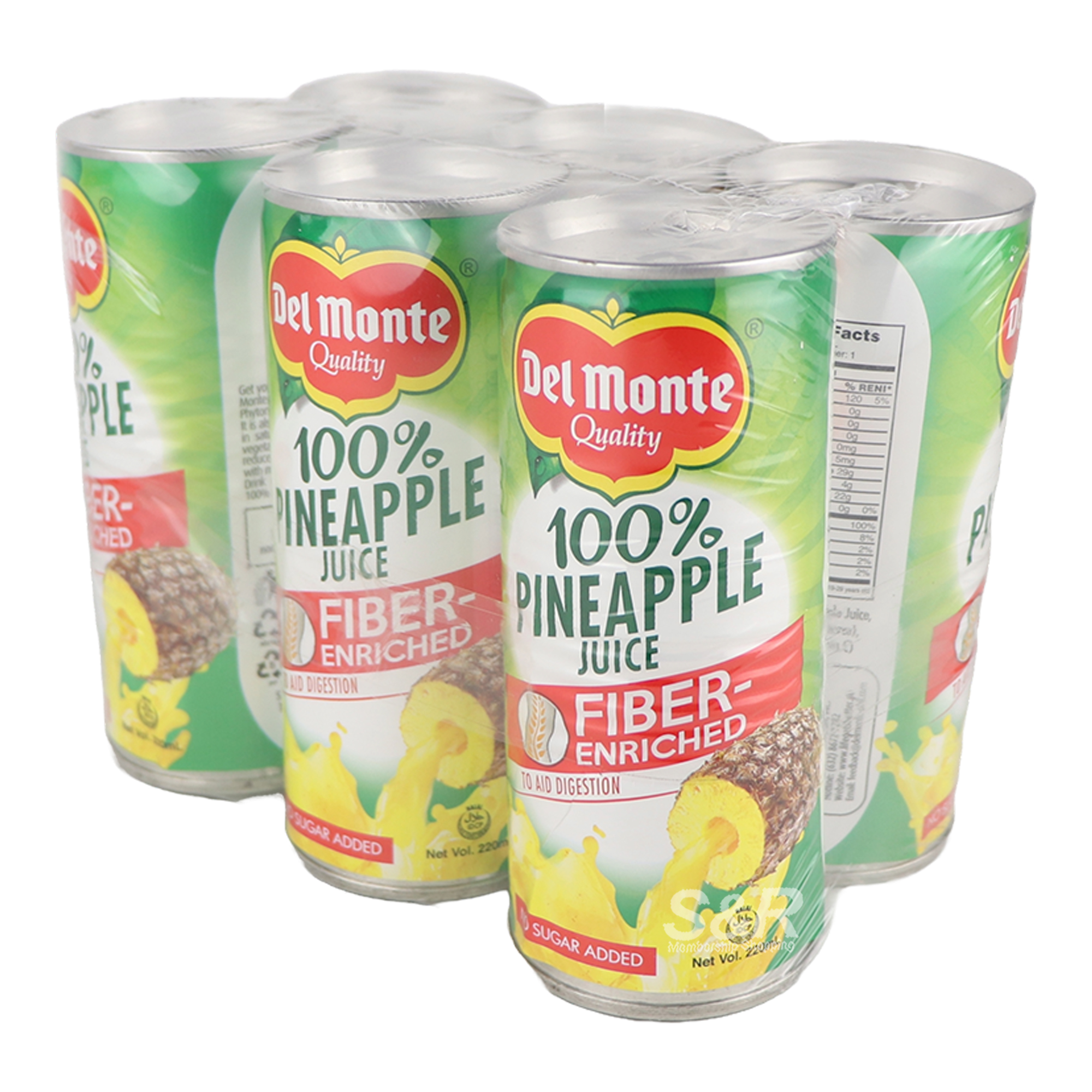 Del Monte Pineapple Juice Fiber (220mL x 6 cans)